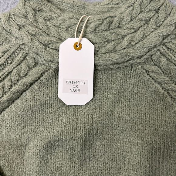 Loveriche Sweater Womens 1X Green Long Sleeve Chunky Knit Round Neck Sweater NEW - Picture 8 of 12